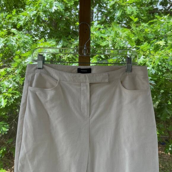 Theory Women's Moleskin Twill Crop Pant Cream Size 6 - Picture 3 of 6